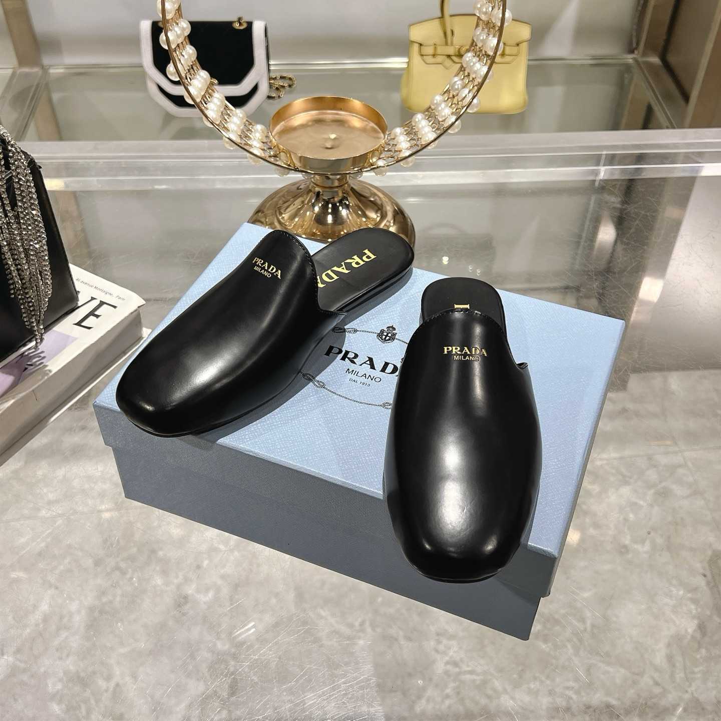 Prada Brushed Leather Slippers - DesignerGu