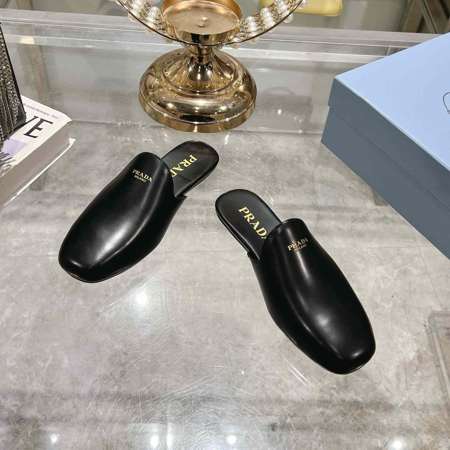 Prada Brushed Leather Slippers - DesignerGu