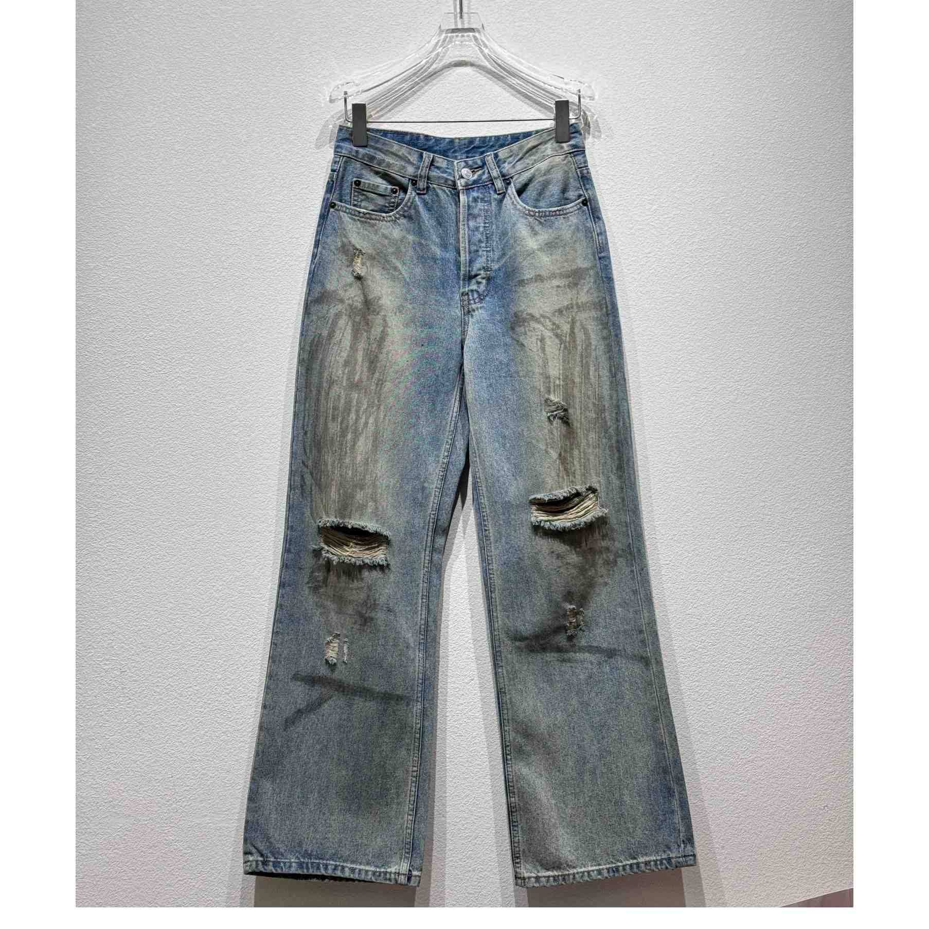 Acne Studios Mud Distressed Micro Flared Baggy Pants - DesignerGu