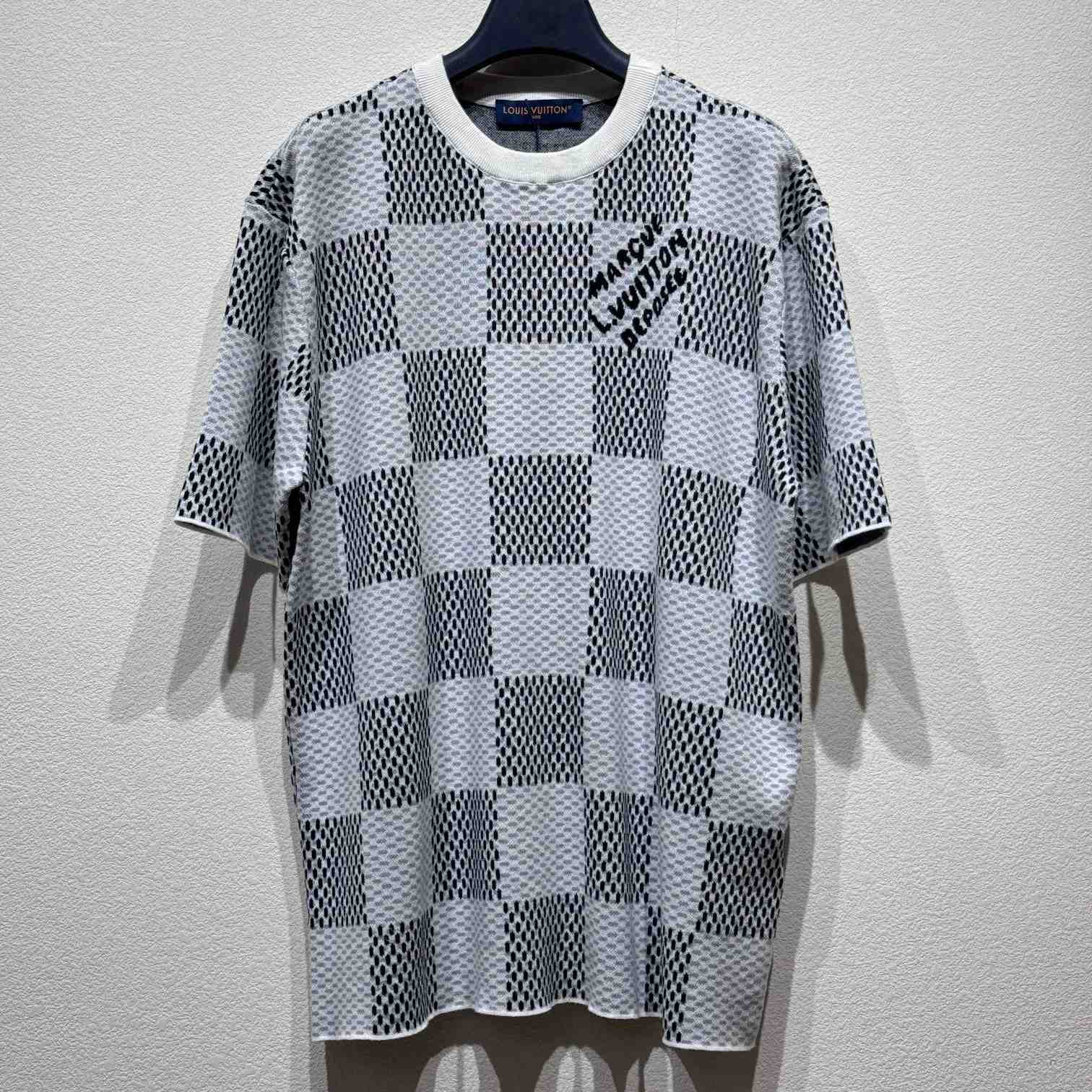 Louis Vuitton Damier Jacquard Short-Sleeved Crewneck   1AHEB7 - DesignerGu