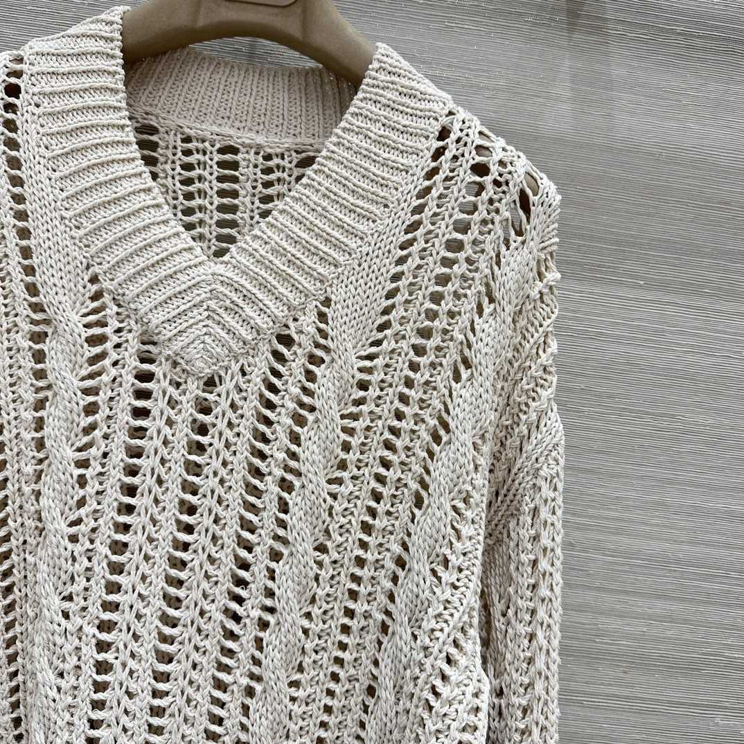 Brunello Cucinelli Jute And Cotton Cable & Mesh Sweater - DesignerGu