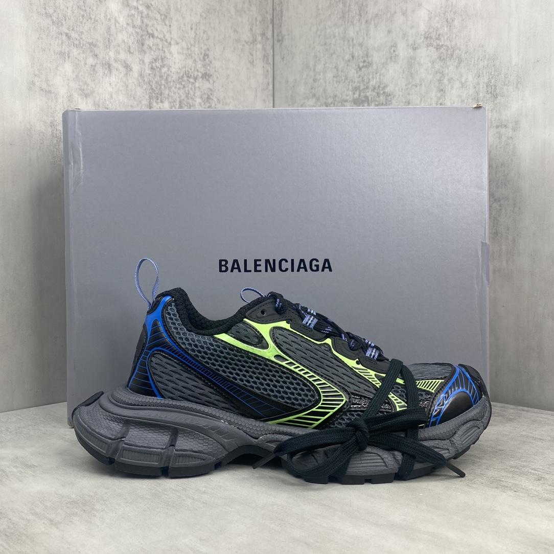 Balenciaga 3XL Sneaker In Dark Grey, Black, Blue And Green Mesh - DesignerGu