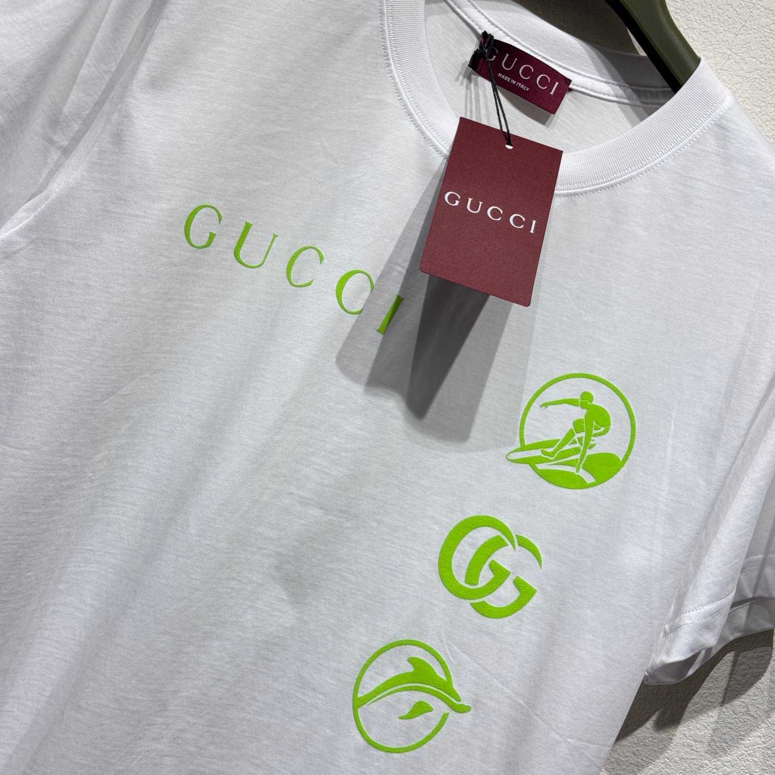 Gucci Printed Cotton Jersey T-shirt - DesignerGu