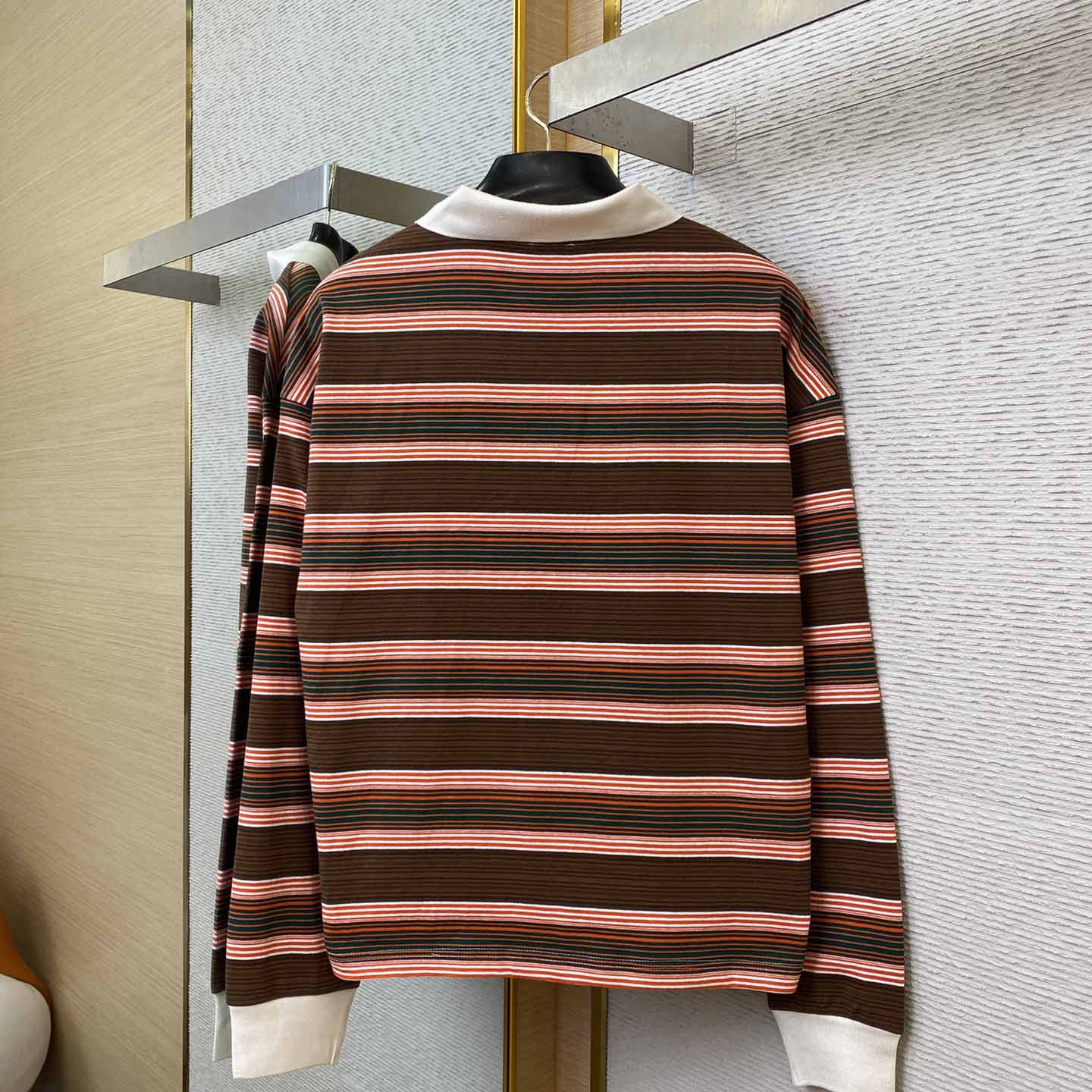 Celine Triomphe Cropped Polo Shirt In Striped Cotton - DesignerGu