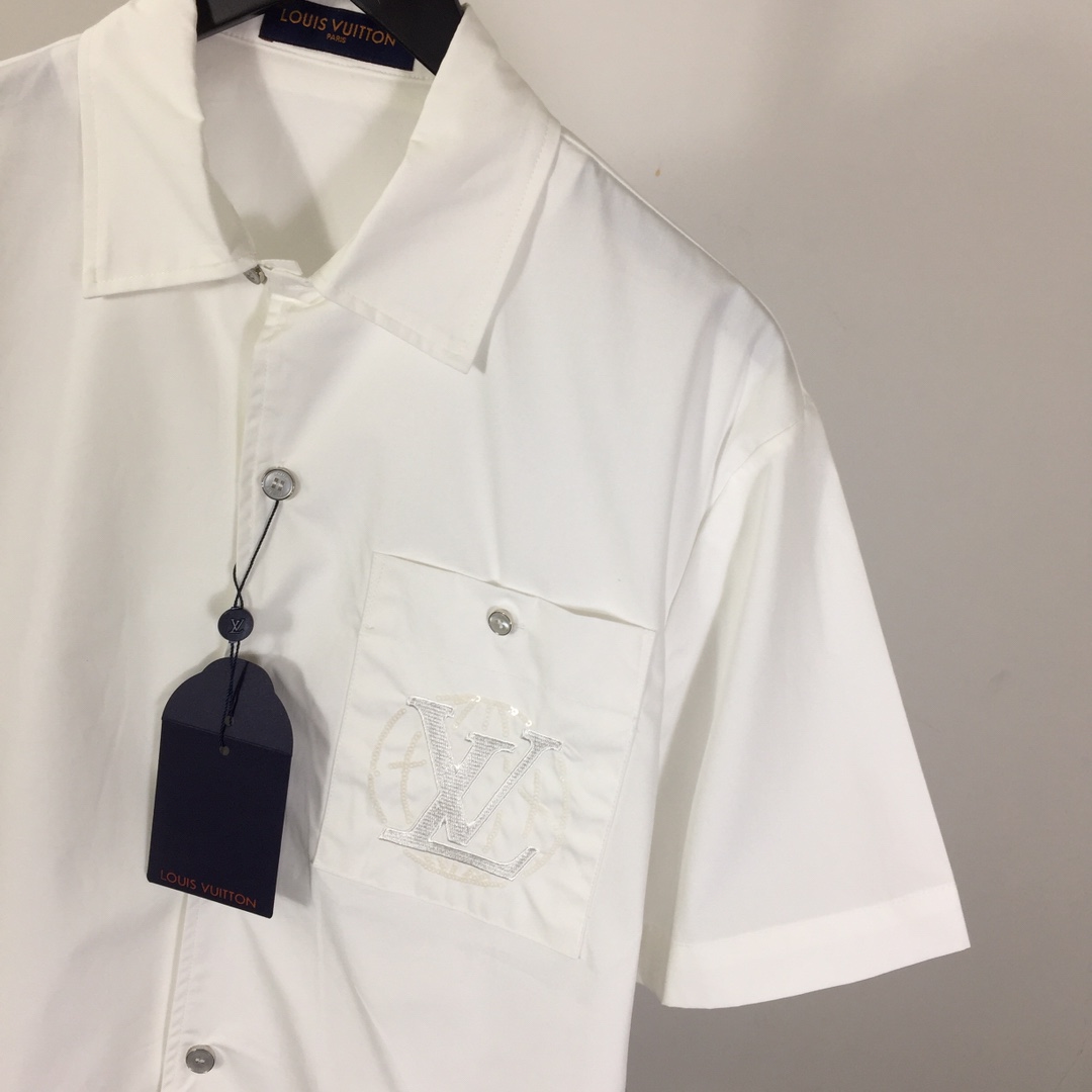 Louis Vuitton Embroidered Short-Sleeved Cotton Shirt    - DesignerGu