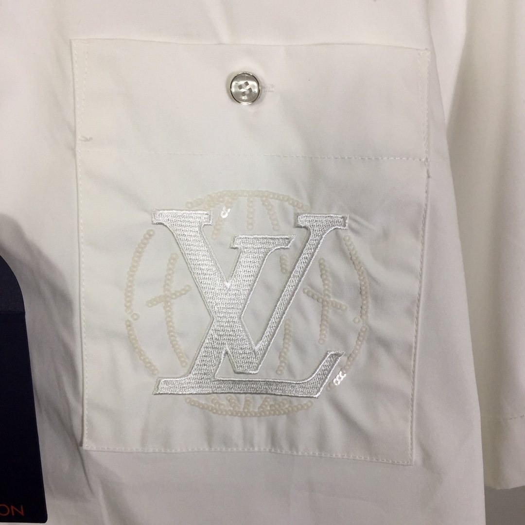 Louis Vuitton Embroidered Short-Sleeved Cotton Shirt    - DesignerGu