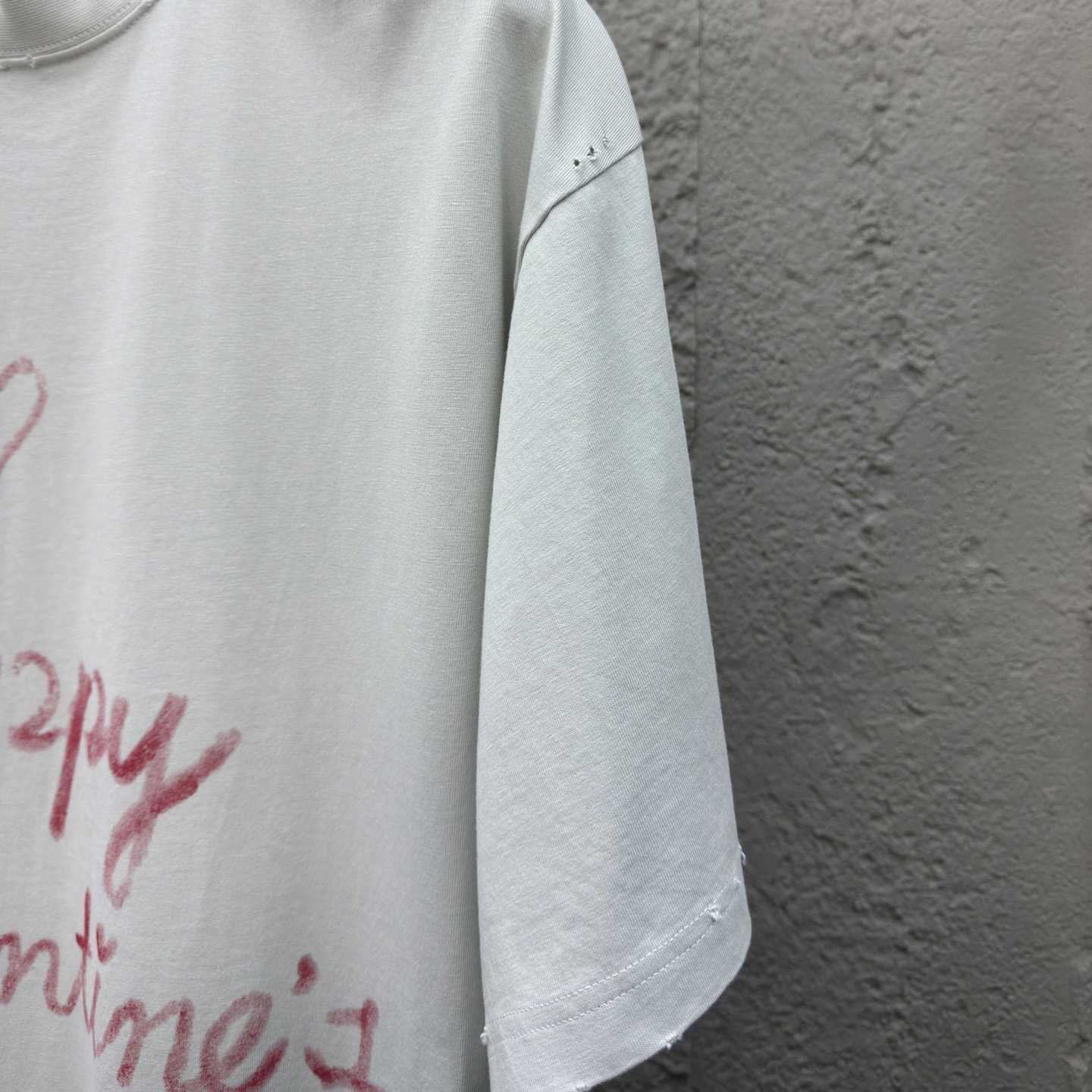 Balenciaga Lipstick Valentines T-Shirt Small Fit In Dirty White Tubular Jersey - DesignerGu