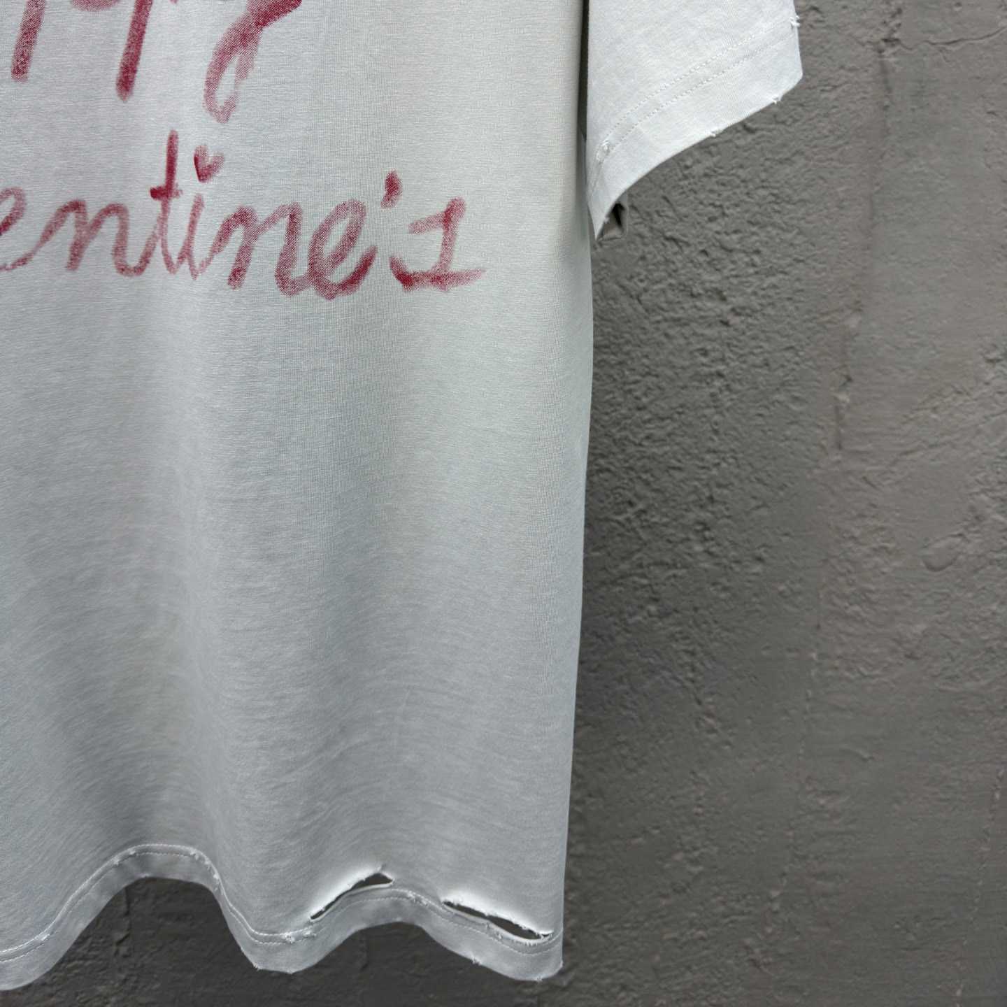 Balenciaga Lipstick Valentines T-Shirt Small Fit In Dirty White Tubular Jersey - DesignerGu