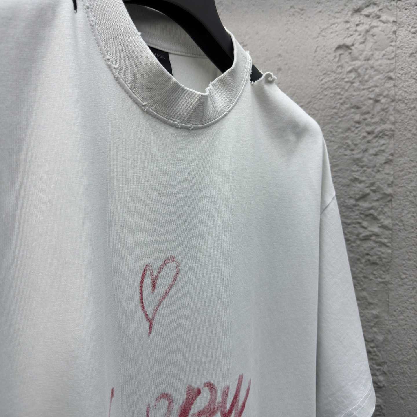 Balenciaga Lipstick Valentines T-Shirt Small Fit In Dirty White Tubular Jersey - DesignerGu