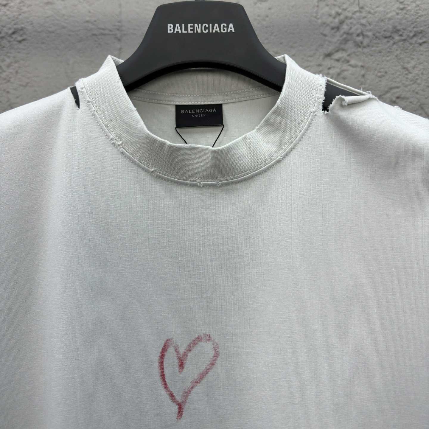 Balenciaga Lipstick Valentines T-Shirt Small Fit In Dirty White Tubular Jersey - DesignerGu