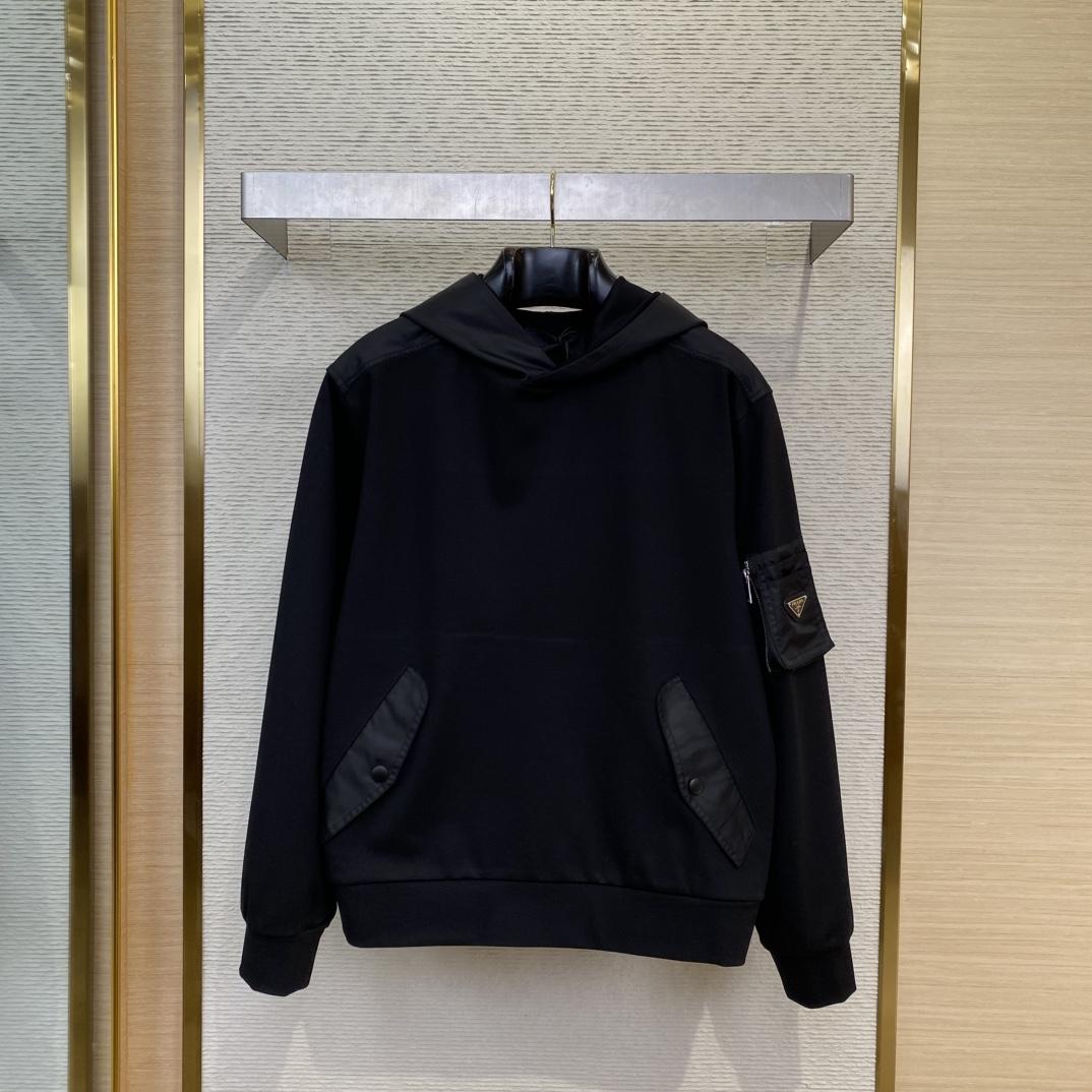 Prada Cotton Fleece And Re-Nylon Hoodie - DesignerGu