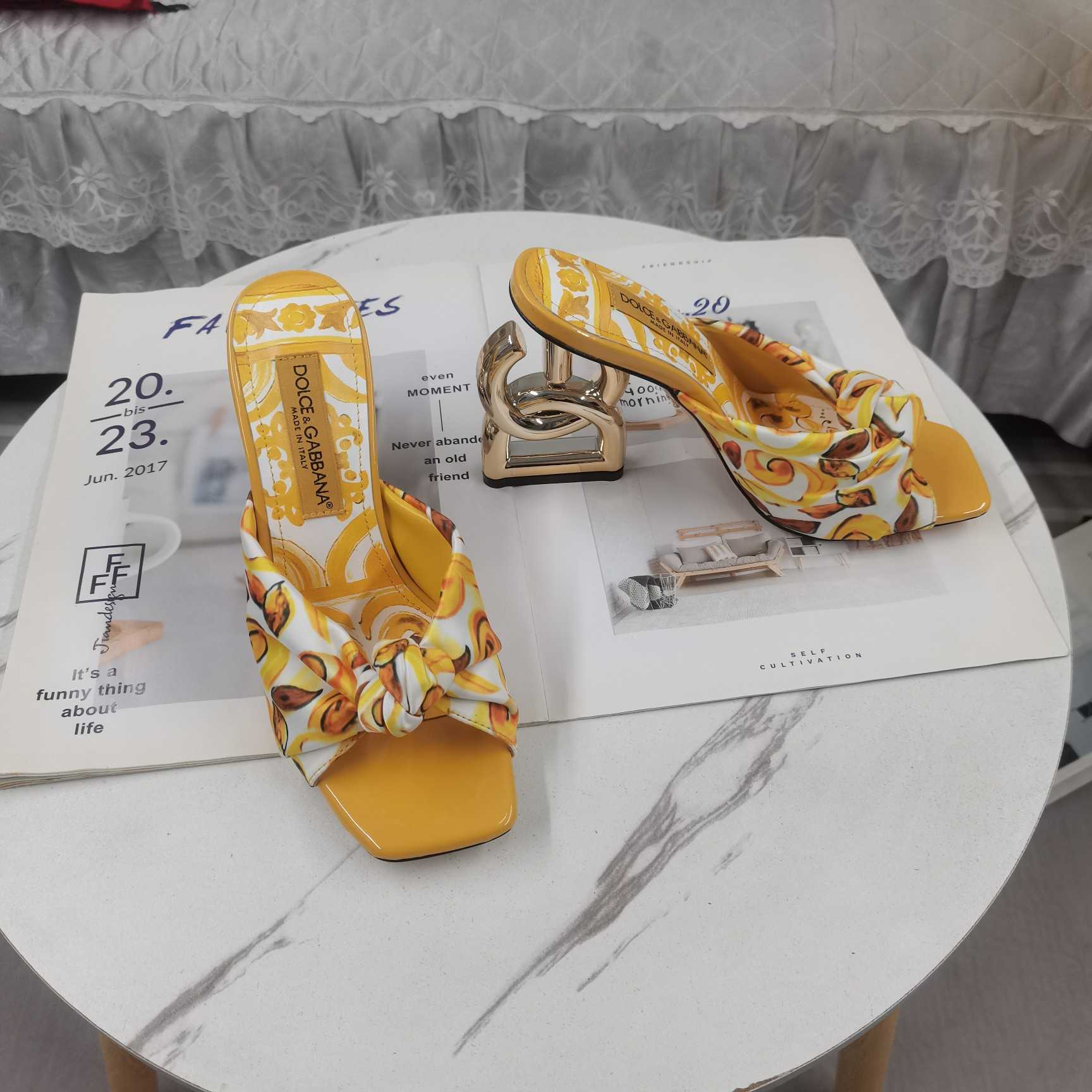 Dolce & Gabbana Printed Silk Twill DG Pop Sandals - DesignerGu