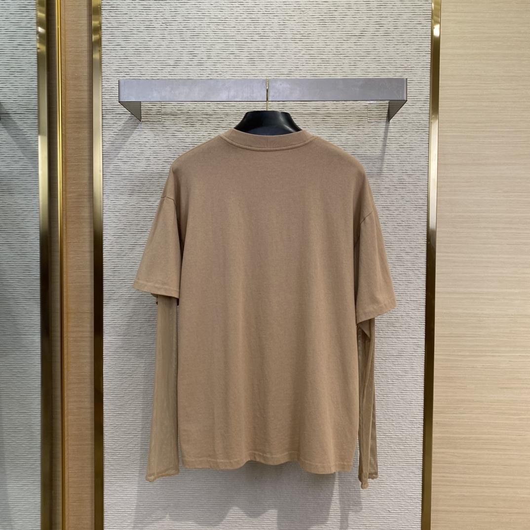 Acne Studios Beige Layered Print T-shirt - DesignerGu